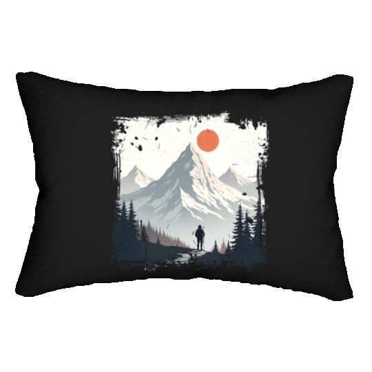 Serene Mountain Wilderness Scene Lumbar Pillows