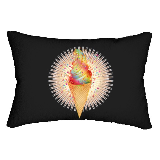 Artfully decorated ice cream in a waffle cone Lumbar Pillows