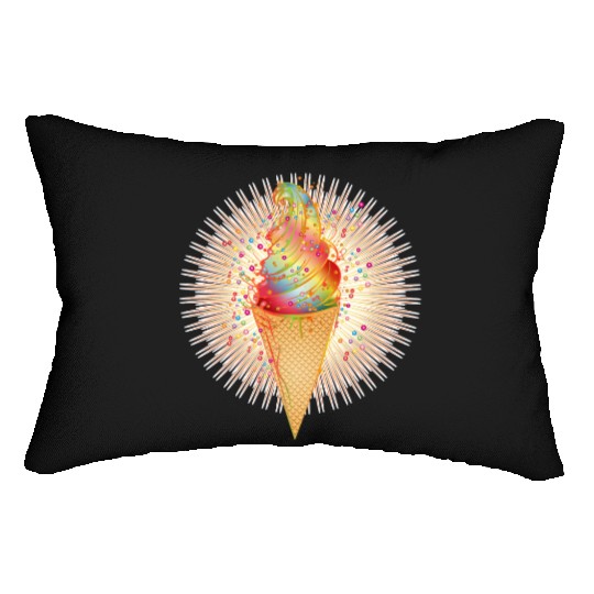 Artfully decorated ice cream in a waffle cone Lumbar Pillows