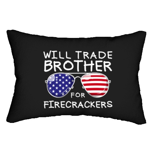 Will Trade Brother For Fireworks Kids 4th Of July Lumbar Pillows