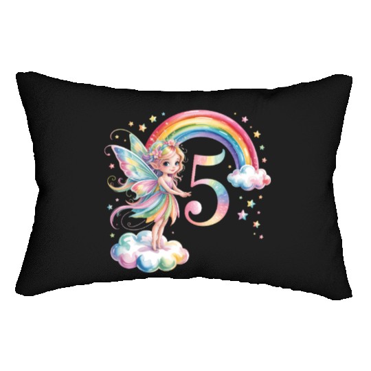 Magical Rainbow Fairy Elf 5th Birthday Girl Lumbar Pillows