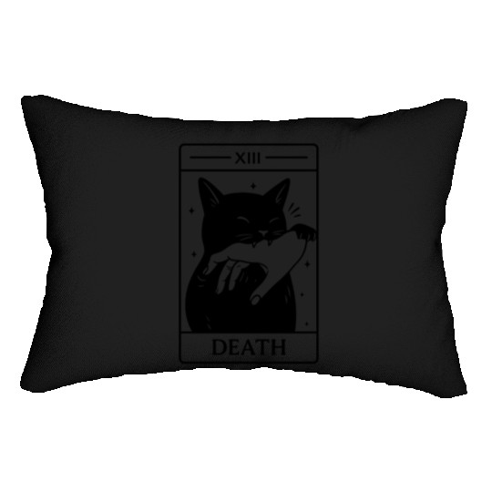 Death Tarot Cat, Funny Dark Humor, Occult Lumbar Pillows