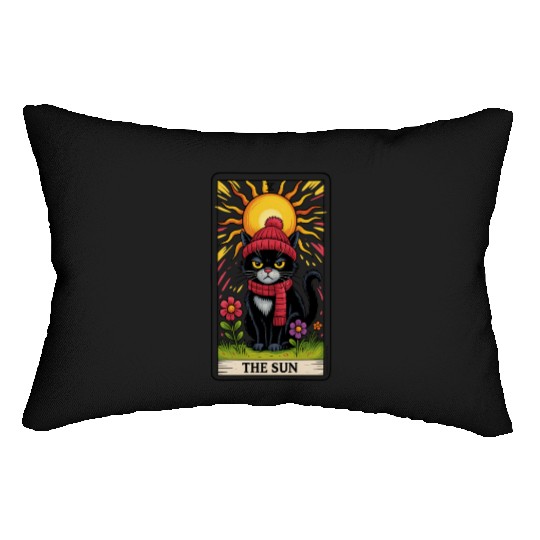 Grumpy Cat Tarot Card The Sun, Funny Cat Lover Lumbar Pillows