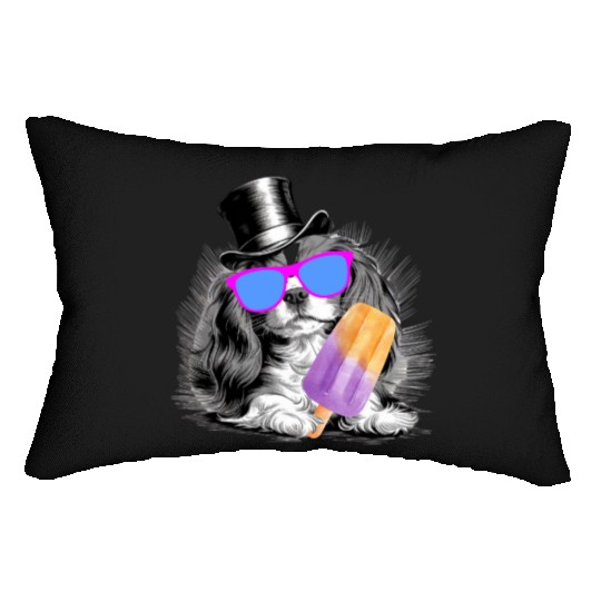 Cavalier King Charles Spaniel with a popsicle Lumbar Pillows