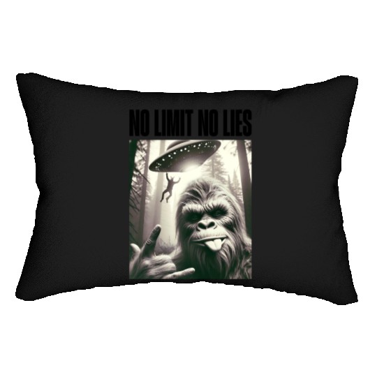 No Limit No Lies – Bigfoot Selfie & UFO Encounter Lumbar Pillows