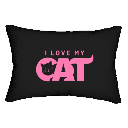 I Love My Cat – Cute Pink Cat Face Graphic Lumbar Pillows