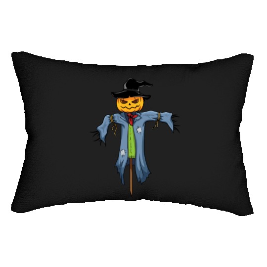 spooky scarecrow Lumbar Pillows