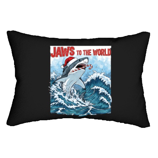 Jaws to the World – Christmastime Shark Attack Lumbar Pillows