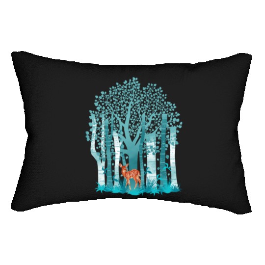 The deer in forest Lumbar Pillows