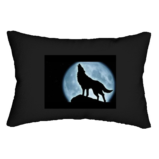 Wolf howling in the moonlight Lumbar Pillows