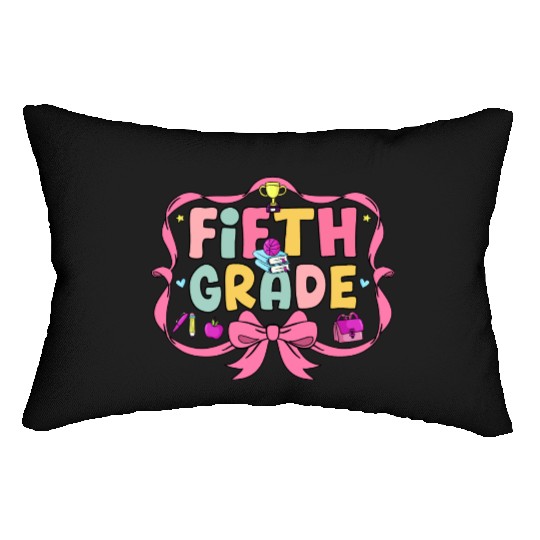 Preppy Back To School 5th Grade Coquette Bow Girls Lumbar Pillows