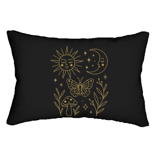 Celestial Magic Moon and Sun Doodle Lumbar Pillows