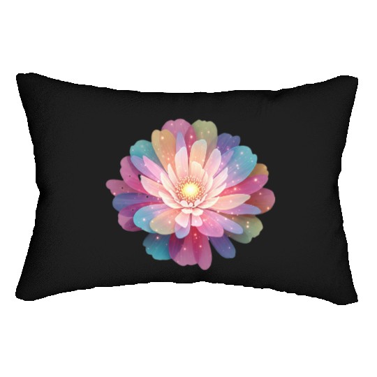 Ethereal Lotus Bloom Digital Art Lumbar Pillows