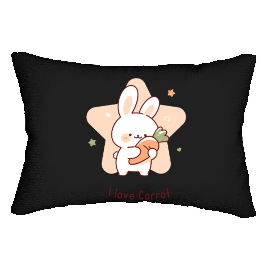 I Love Carrot – Cute Bunny with Carrot Lumbar Pillows