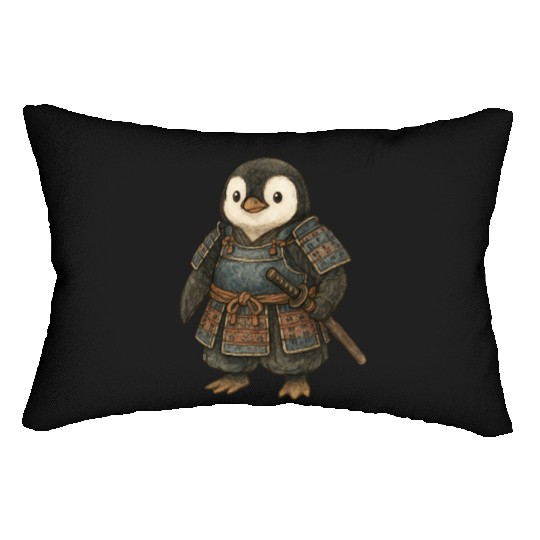Historical samurai penguin with katana Japan cultu Lumbar Pillows
