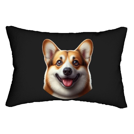 Vibrant Corgi Face Illustration Lumbar Pillows