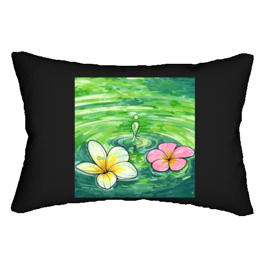 Serene Water Lilies Watercolor Design Lumbar Pillows