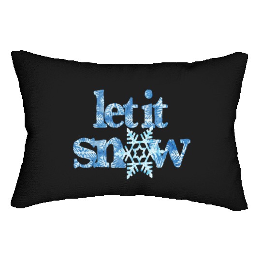 LET IT SNOW blue snowflakes winter wonderland xmas Lumbar Pillows