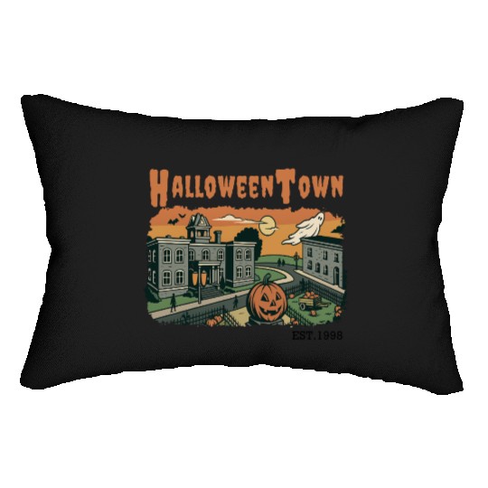 Halloweentown Spooky Sunset Scene – Vintage Hallow Lumbar Pillows