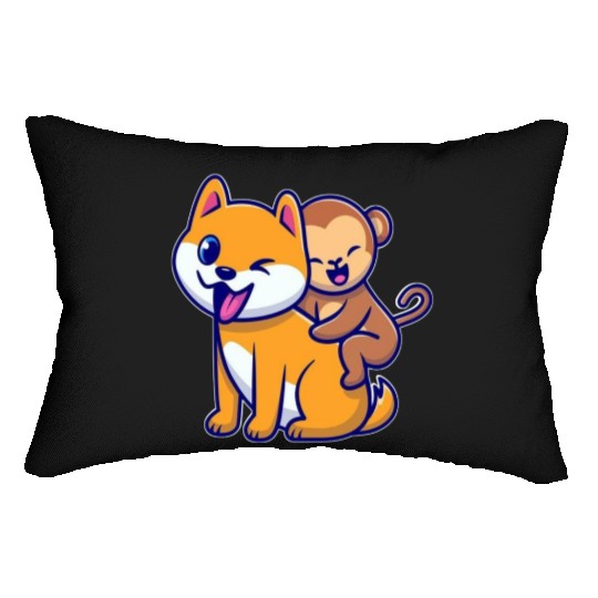 Cute Cartoon Animal Duo Design Lumbar Pillows