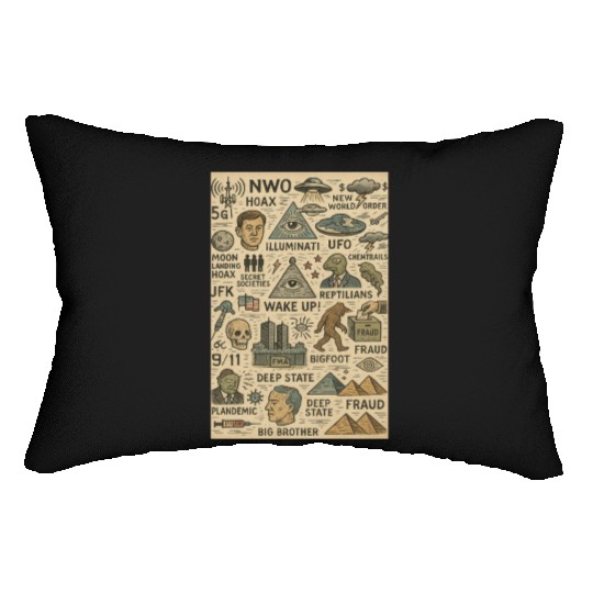 Vintage Conspiracy Theory Icons Lumbar Pillows