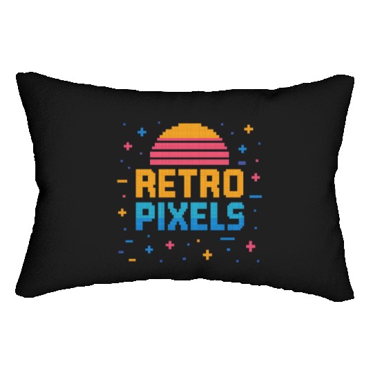 Retro Pixels – Neon 8-Bit Sunset Vibes Lumbar Pillows