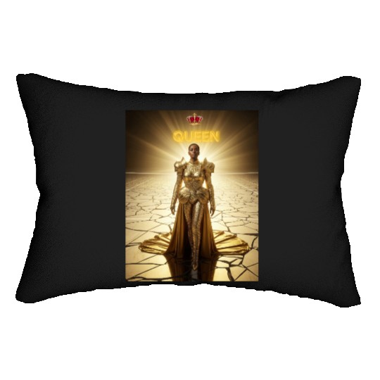 Gold Warrior Queen Illustration Lumbar Pillows