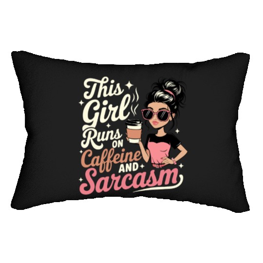 Caffeine Sarcasm Girl Graphic Design Lumbar Pillows