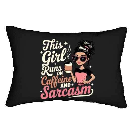Caffeine Sarcasm Girl Graphic Design Lumbar Pillows