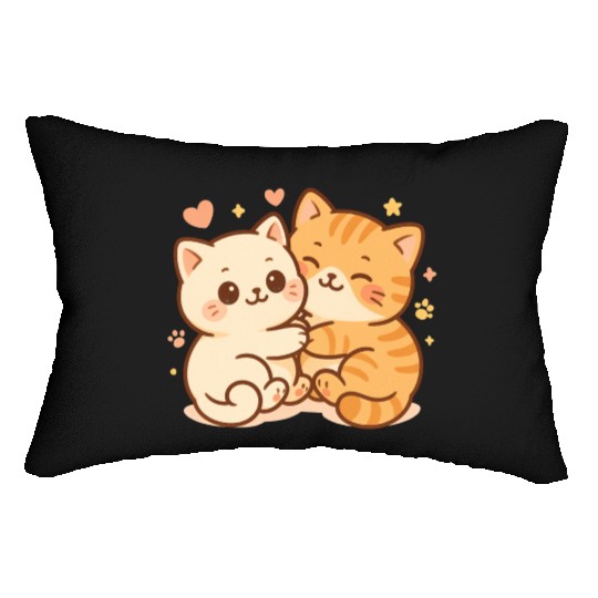Cute Kittens Embracing Heartwarming Design Lumbar Pillows