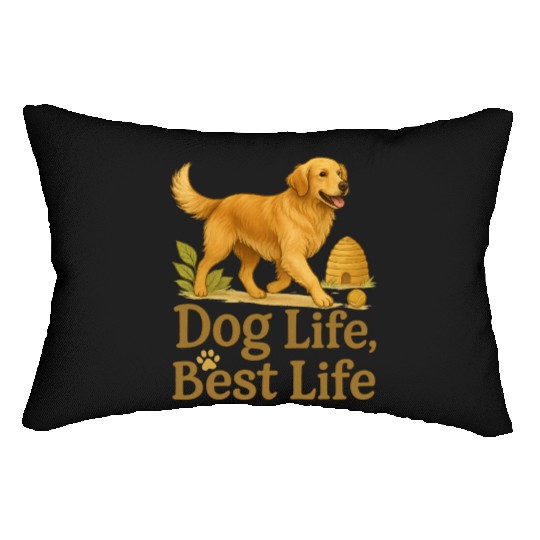 Dog Life Best Life – Golden Retriever Art Lumbar Pillows