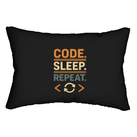 Code Sleep Repeat Typography Design Lumbar Pillows