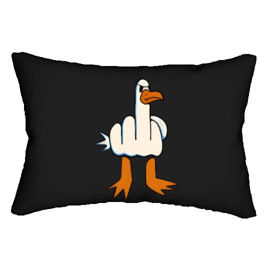 Whimsical Middle Finger Goose Illustration Lumbar Pillows