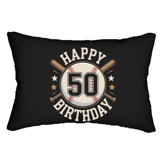 Happy 50th Birthday Baseball Gift for Men & Fans Lumbar Pillows