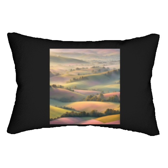 Pastel Rolling Hills Landscape Lumbar Pillows
