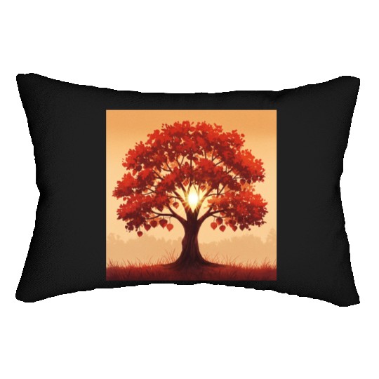 Vibrant Autumn Tree Art Lumbar Pillows