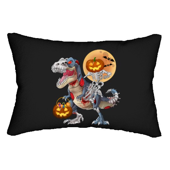 Pumpkin Skeleton Riding Zombie Dinosaur Halloween Lumbar Pillows