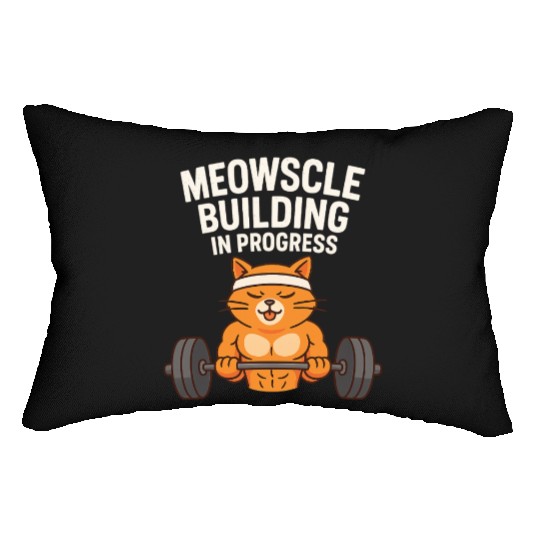 Meowscle Building Cat Funny Gym Workout Fitness Lumbar Pillows