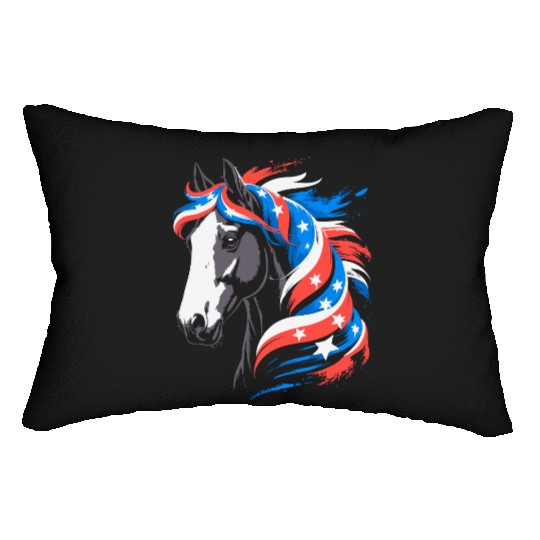 Patriotic Pony with Stars and Stripes Mane Lumbar Pillows