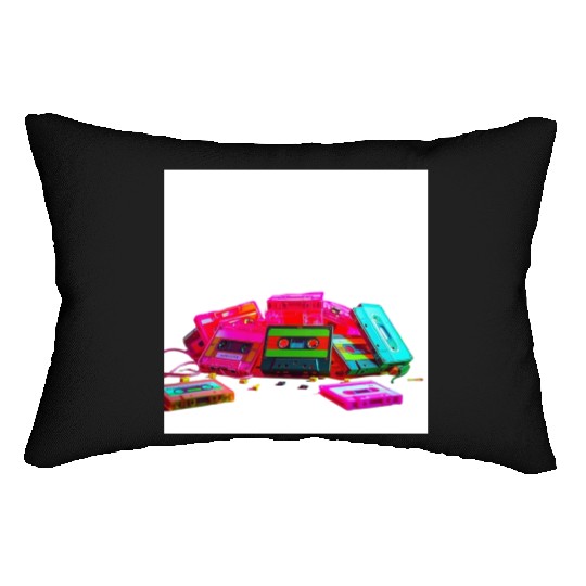 Vibrant Retro Cassette Tape Pattern Lumbar Pillows