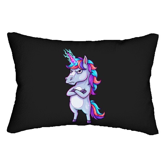 Grumpy Unicorn: Sparkle & Sarcasm! Lumbar Pillows