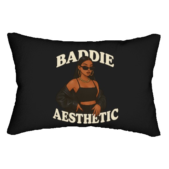 Bold Black Girl Aesthetic Illustration Lumbar Pillows