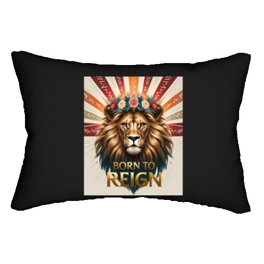 Born to Reign Lion Lumbar Pillows Bold Royal Jungle King