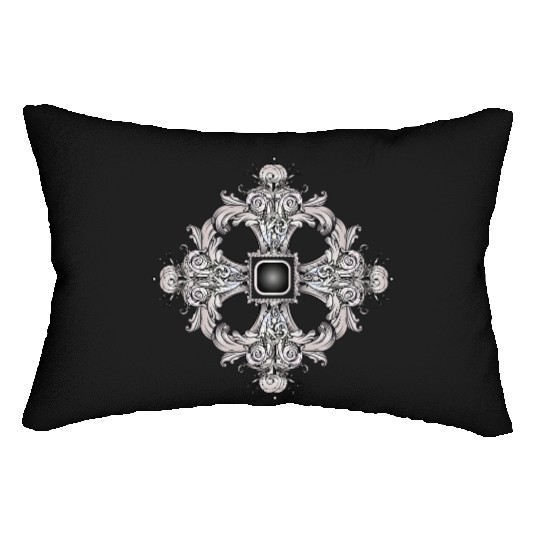 Arabesque Ornament with a Baroque Flair in Gray Lumbar Pillows