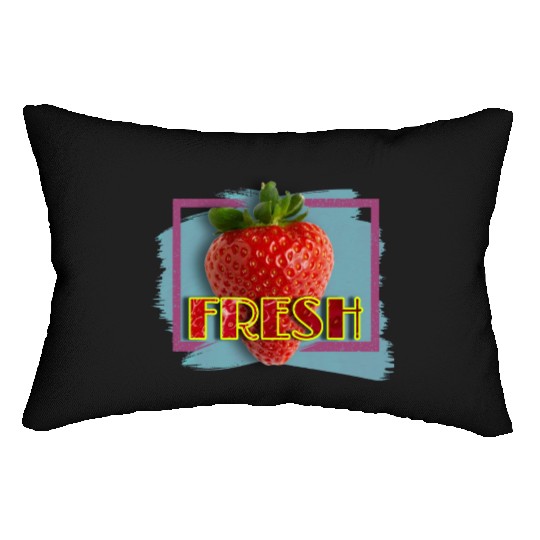 Vivid Strawberry with Fresh Text Lumbar Pillows