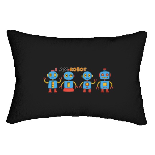 Playful Robot Illustration for Kids Lumbar Pillows