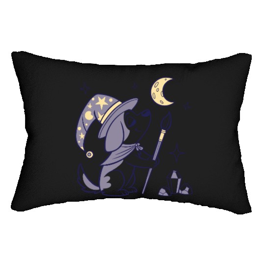 Mystical Moon Wizard Illustration Lumbar Pillows