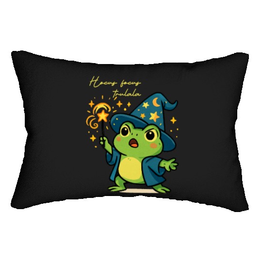 Magical Froggy Wizard Illustration Lumbar Pillows