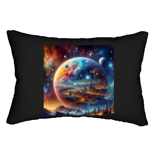 Futuristic Sci-FI Fantasy with Alien Planet Lumbar Pillows