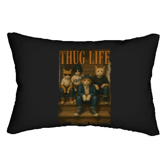 Thug Life Cats Funny Gangsta Street Style Lumbar Pillows
